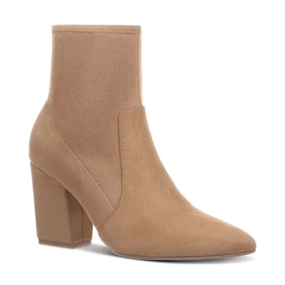 On 34th Lydiaa Pointed Toe Block Heel Booties Camel 10.5 Zip Up $98 - Picture 1 of 5
